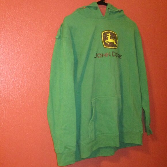 John Deere Woman Large Green Yellow Black Graphic Long Sleeve Pullover Hoodie - Picture 2 of 7